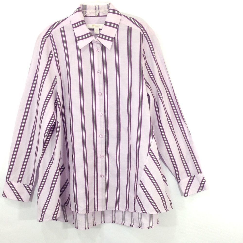 Nordstrom White Oversized Button Down Striped Shirt Size XS